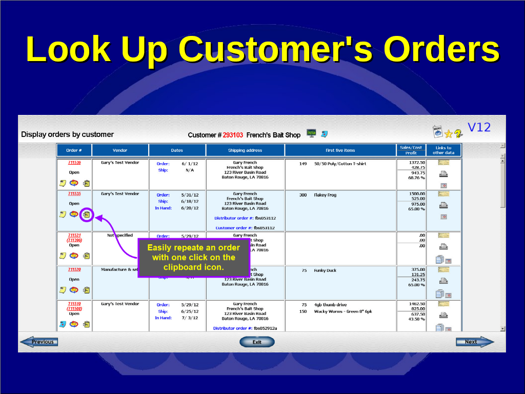 slide customer orders
