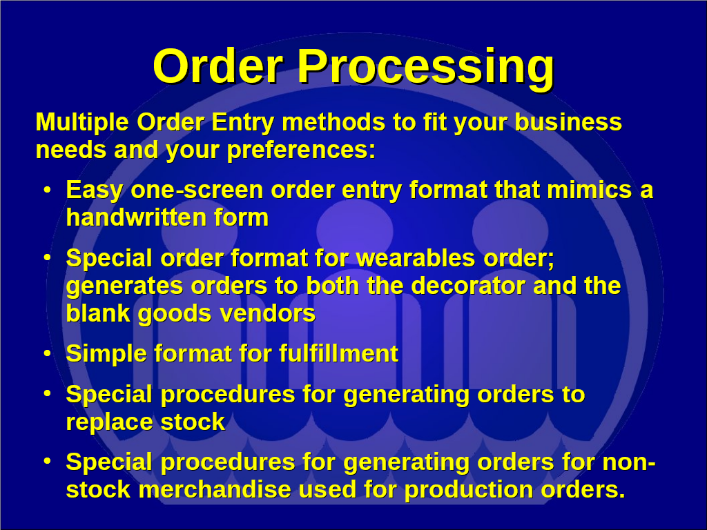 slide multiple order entry methods