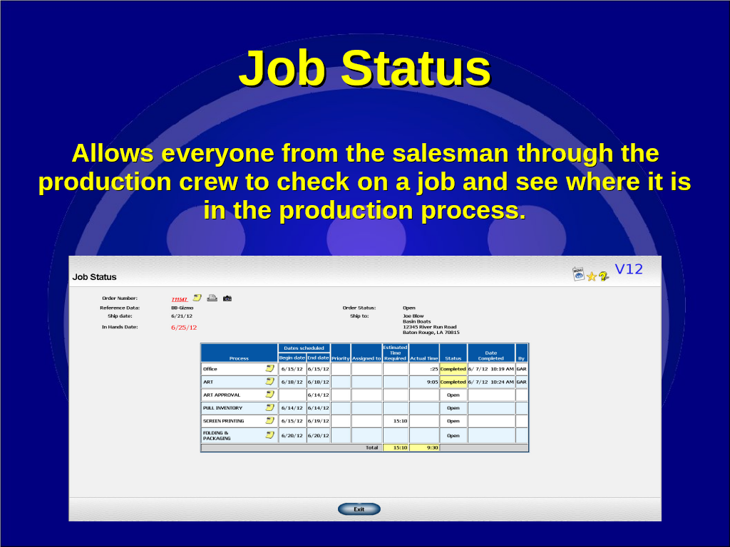 slide display job status