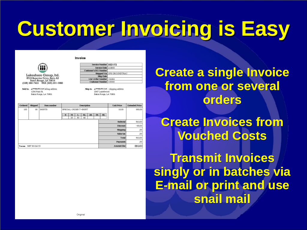 slide customer invoicing