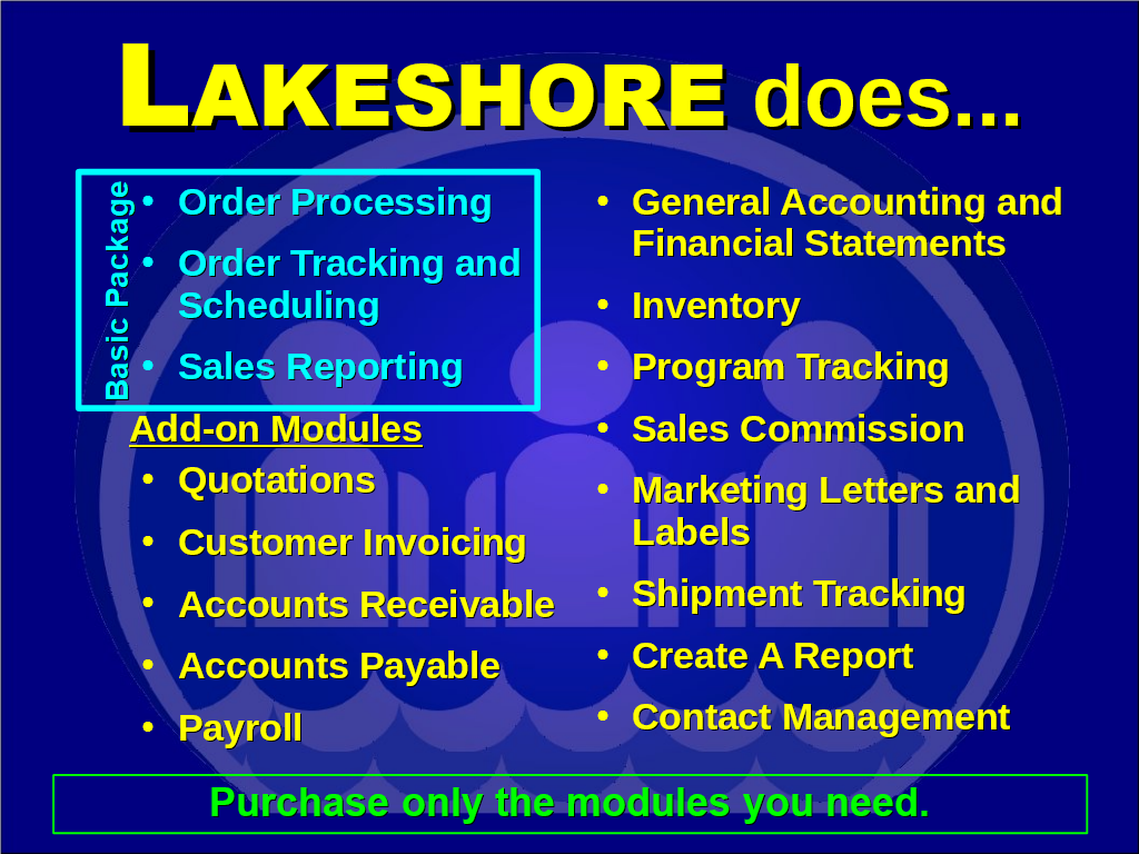 slide Order processing, sales reports, quotes, etc.